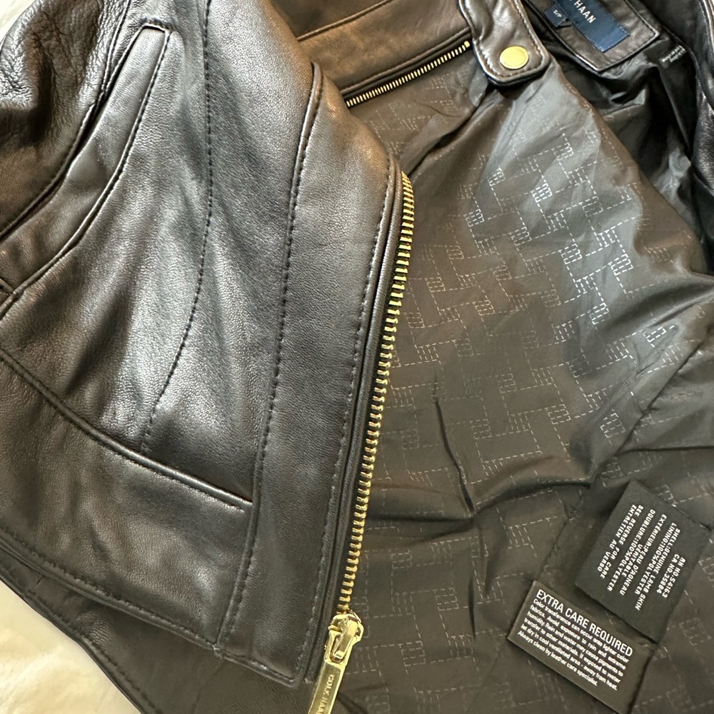 Cole Haan Leather Racer Moto Jacket - Picture 9 of 9